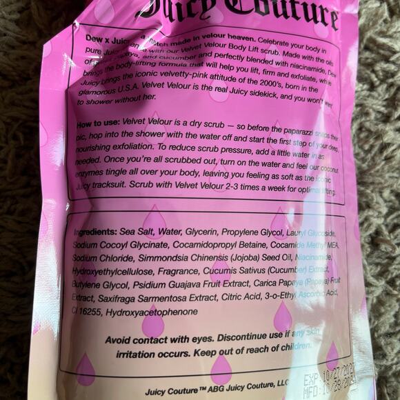 NWT! Dew of the Gods Juicy Couture Velvet Velour Body Lift Scrub - Picture 3 of 4